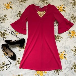 The Vanity Room Magenta V-Neck Dress